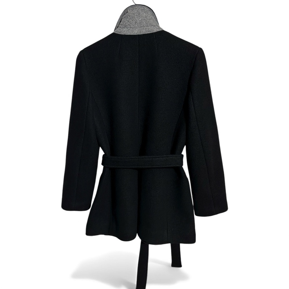 J Crew Wrap Belt Blazer Jacket Coat in Black Italian Blanket Wool with Pockets - Picture 6 of 14